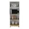 Tuhome Pamplona Microwave Tall Cabinet Counter Surface, Top And Lower Double 2 Cabinets, Light Oak/White MDB7161 - alternate 2